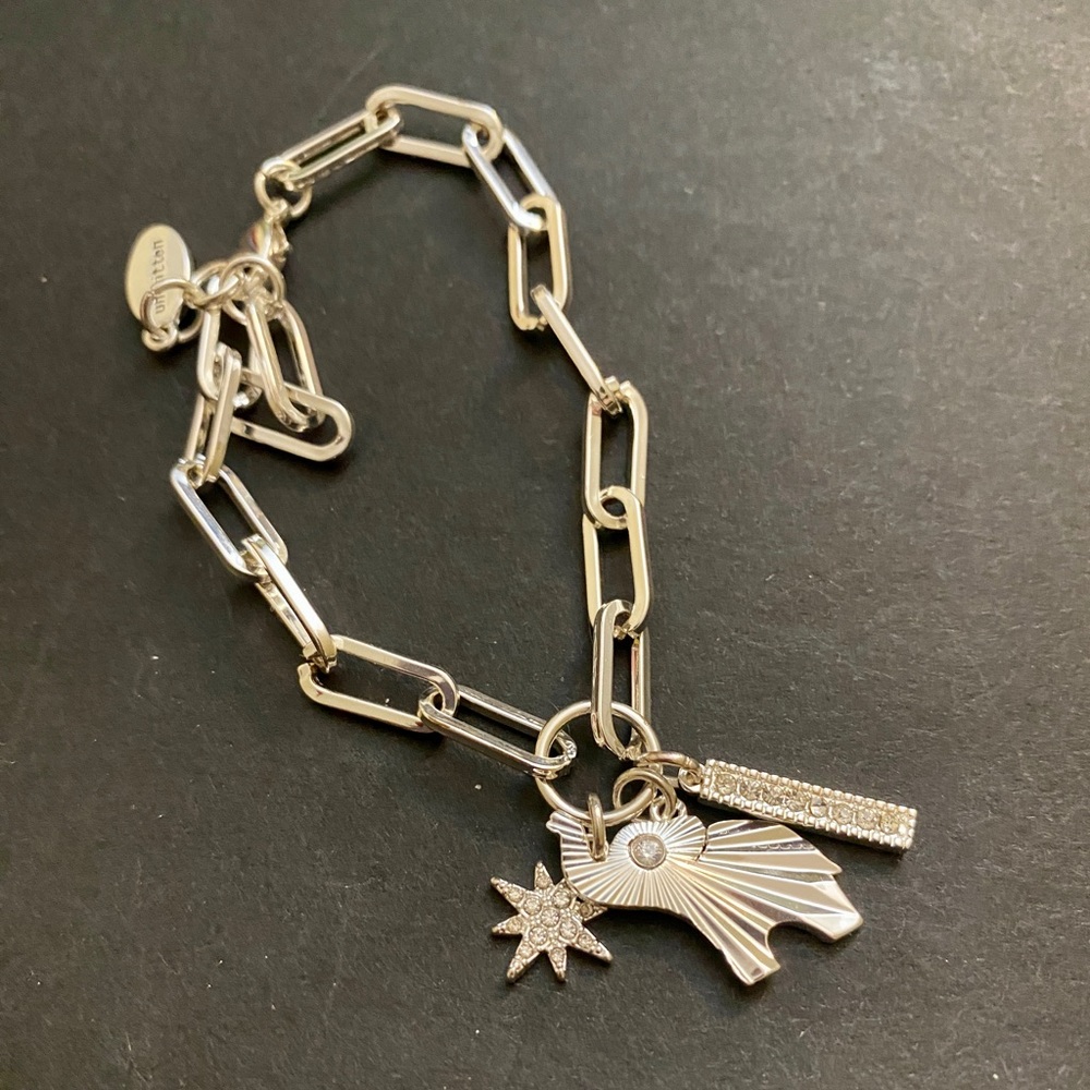 Unwritten Crystal Elephant Silver Plated Link Bracelet